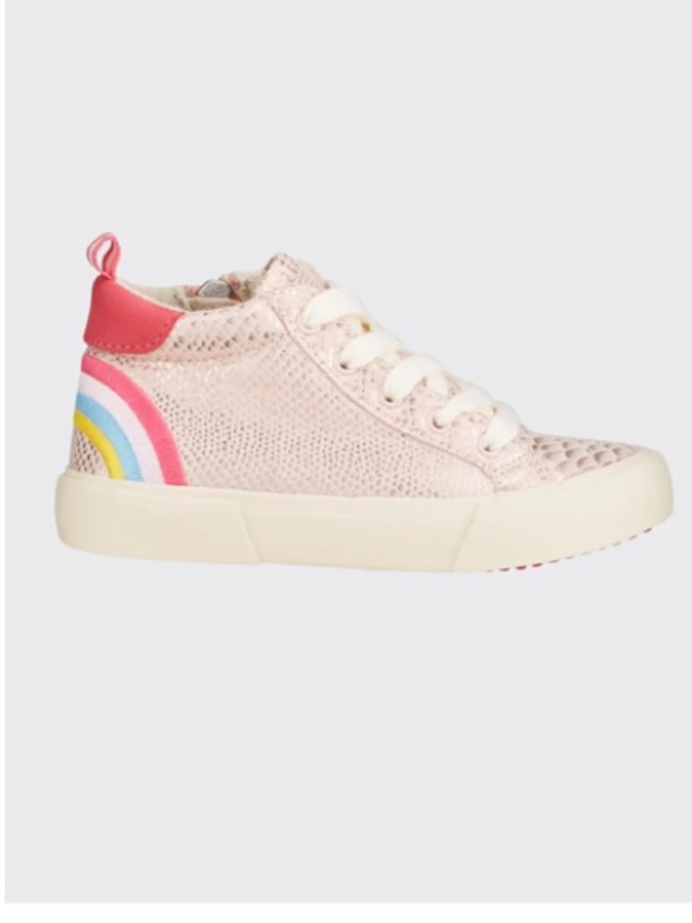 JOULES Girl's Metallic Snake-Print Sneakers Pink Rainbow High Top Sz 3